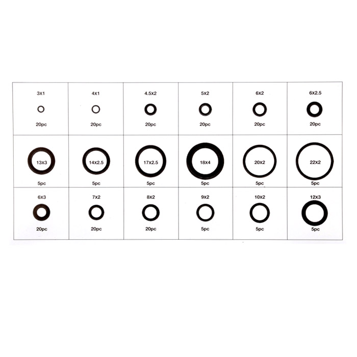 O-Ring Sortiment NBR 225-teilig 18 Typen 3-22mm Durchmesser Oring Gummi  Dichtung