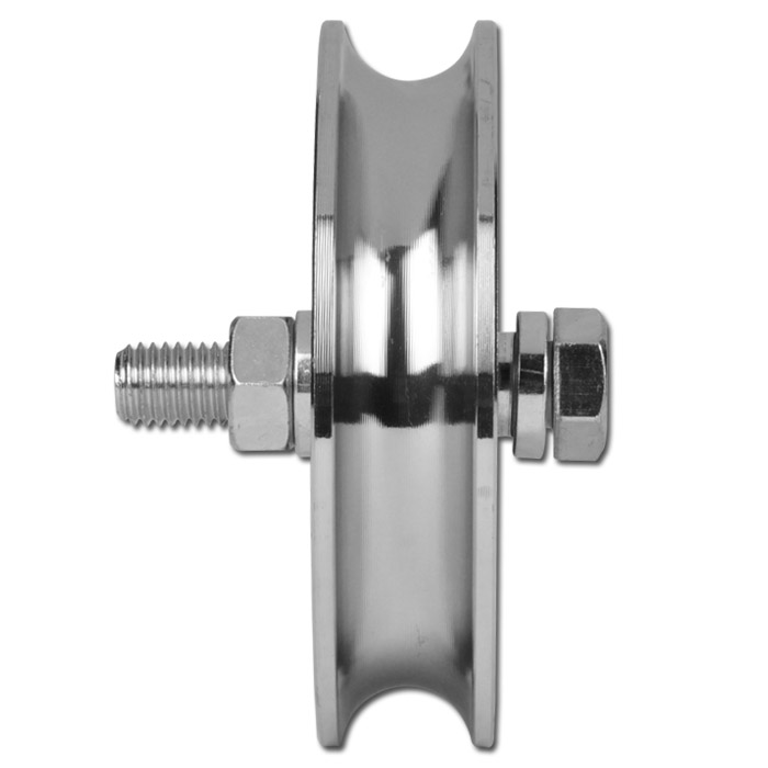 Lot De 4 Poulies De Levage En Acier - Roulettes à Gorge U 48mm - Capacité 300kg Par Roue - Pour Portails Et Machines
