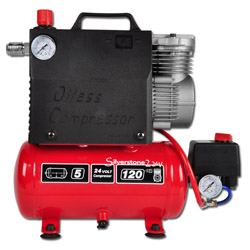 Zuigercompressor Silverstone 2 - 60 l/min - tot 8 bar - draagbaar - 12 V/24 V - 0,37 kW - olievrij