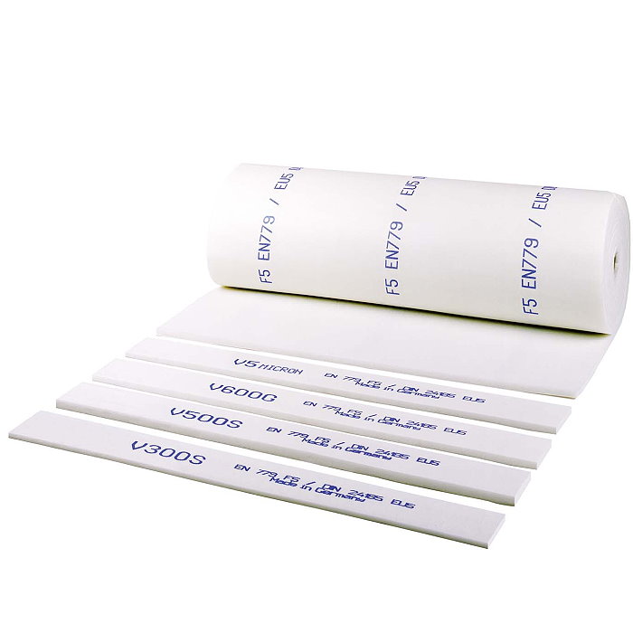 Fijnstoffiltermat "V 600S-wit" - 100% polyesterweefsel - M5/2012 - materiaaldikte 25 mm - prijs per rol