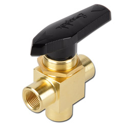 Hogedruk kogelkraan - messing - L-boring - binnendraad NPT 1/8" tot NPT 1/2" - PN 0 tot 172