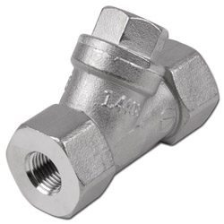 Válvula antirretorno de asiento inclinado - Acero inoxidable 1.4408 - Rosca interior G 1/4" a G 2" - Presión de apertura 0,1 a 0,8 bar - PN 40