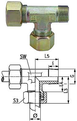 L-insteekschroefverbinding - serie LL - verzinkt staal - buis-Ø buiten 8 mm - conisch AG NPT 1/8" - PN 100