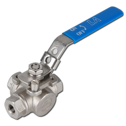 Kogelkraan Eco-Line - roestvrij staal - 3-weg - L-boring - IG G 1/4" tot G 2" - DN 11,6 tot 38 - PN 0 tot 63