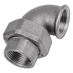 Haakse schroefverbinding 90° - type 95/UA1 - gietijzer zwart/verzinkt - 2 conische binnenschroefdraad Rp 3/8" tot Rp 2" - PN 25