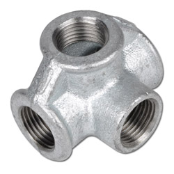 T-verdeler 90° - type 223/Za2 - gietijzer zwart/verzinkt - 4 conische binnenschroefdraad Rp 1/2" tot Rp 1" - PN 25