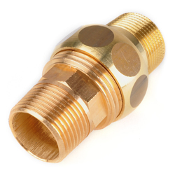 Afneembare dubbele nippel - messing - vlak afdichtend - 2 conische buitenschroefdraden R 1/2" tot R 2" - PN 16