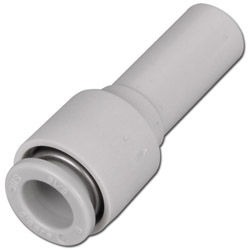 Lige reduktionsstykke KQ2R - PBT/PP - Slange Ø 2 til 12 mm - Indstikstilslutningsstørrelse 4 til 16 mm - Pakke med 5 eller 10 stk. - Pris pr. stk.