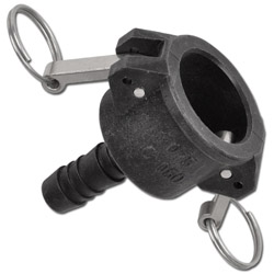 Pienentävä Camlock-liitin tyyppi C - PP - 3/4 " ja 1 ½" - turvavivulla