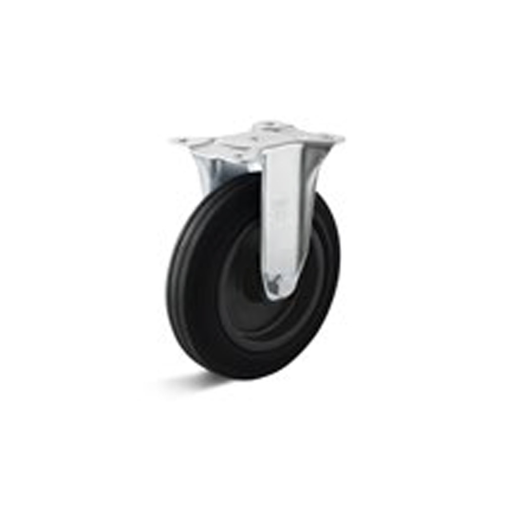 Roulette fixe - en caoutchouc thermoplastique - avec roulement à rouleaux - Ø de la roue 80 à 250 mm - hauteur totale 100 à 290 mm - capacité de charge 50 à 295 kg