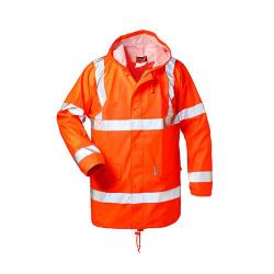 Hoge zichtbaarheid PU-regenjas "Finn" - maat S tot XXXL - fluorescerend oranje - EN ISO 20471 klasse 3 - EN 343 - ademend, wind- en waterdicht
