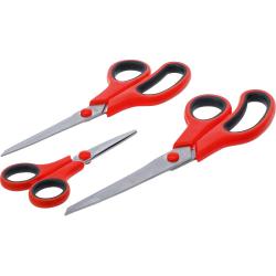 Juego de tijeras - acero inoxidable 3 piezas - con mangos "soft-touch" de 2 colores
