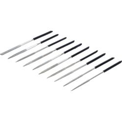 Diamantvijlen 10-delig, recht - 140 x 3 mm, geïsoleerde handgrepen