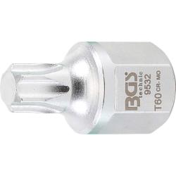 Embout pour courroie trapézoïdale - Entraînement carré intérieur 12,5 mm (1/2") - Hexagone extérieur SW 22 mm - Profil en T (pour Torx) T60