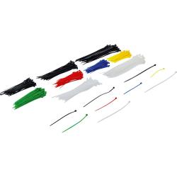 Assortiment kabelbinders - gekleurd - in ronde doos - 450 stuks.