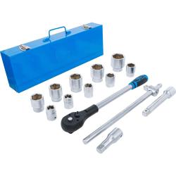 Steeksleutelset 3/4" - glanzend verchroomd - 14-delig