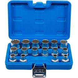 Llaves de vaso 1/2" - 15 piezas - 10 a 24 mm - 12 bordes