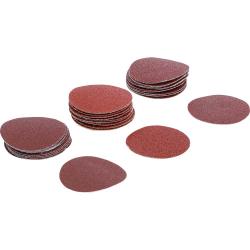 Schuurbladen - voor excentrische schuurmachines - Ø 50 mm - korrelgrootte 60, 80 en 120 - inhoud 30 stuks.