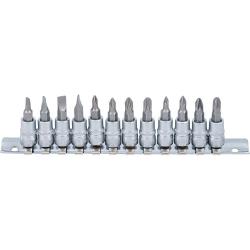 Bitset - sleuf - kruiskop - 12-delig - aandrijving 1/4" - CV-staal