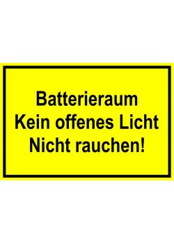Warnschild - "Batterieraum Kein off. Licht Nicht Rauchen"