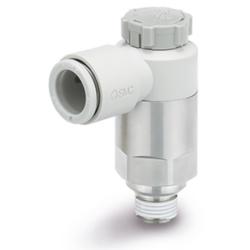 Válvula de retención con estrangulador AS201F-X778 - Latón/PBT - máx. 10 bar - diámetro exterior de la manguera 6 u 8 mm - Rosca R 1/8 pulgada - para caudales elevados - Precio por unidad