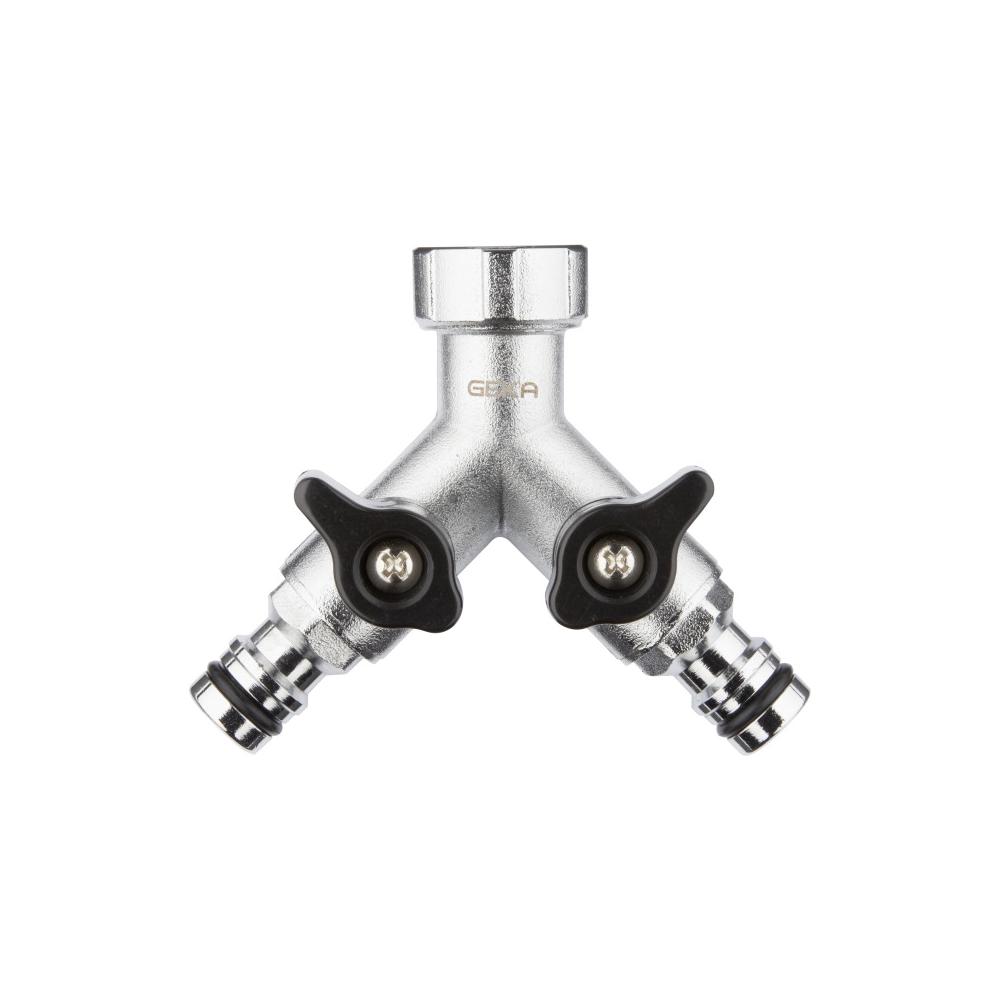 GEKA® plus - Zweiwegeventil - mit GEKA® plus-Steckern - Messing verchromt - Mutter G3/4 - VE 1 Stück - Preis per Stück