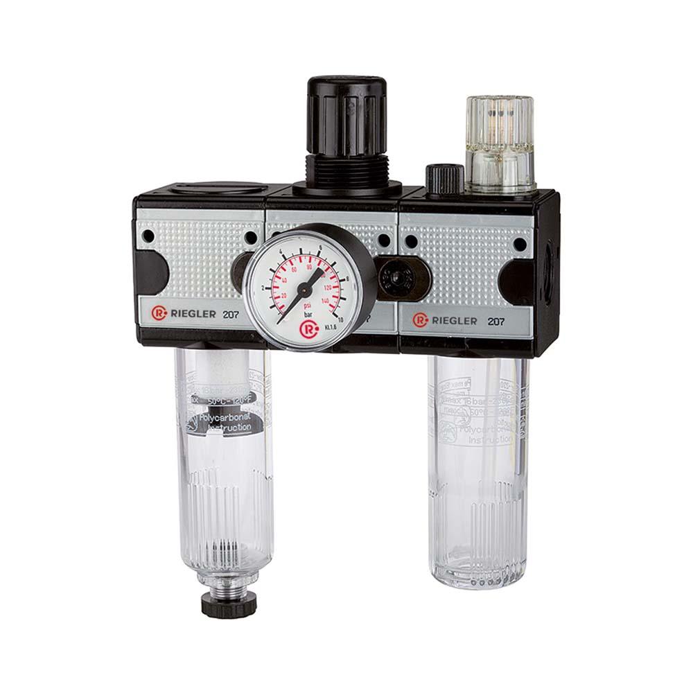 Onderhoudseenheid multifix - driedelig - BG 1 tot 5 - G 1/4" tot G 1" - PE max. 16 bar - regelbereik 0,5 tot 10 bar - met pc-houder