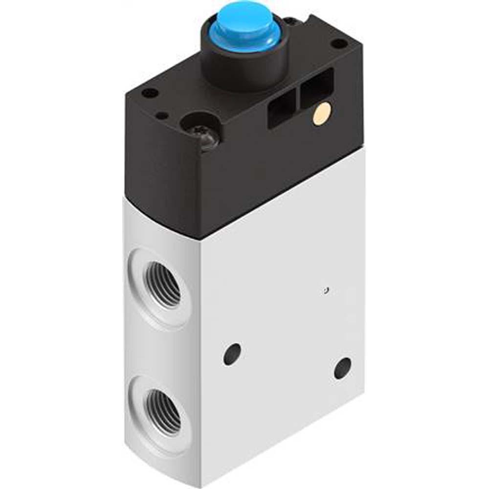 FESTO - VMEF-STC(Z)-M32 - Válvula de empuje - Válvula de 3/2 vías - Cuerpo aluminio - PN 10 bar - Conexión G 1/8" o G 1/4" - Alimentación interna o externa del aire de pilotaje