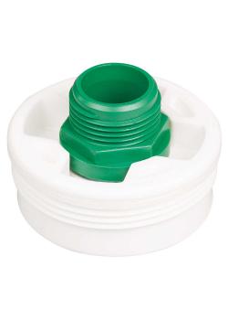 Schroefdraadadapter 3/4" - fijne schroefdraad 2" buiten - PP/PE - groen/wit