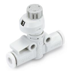 Throttle check valve AS002FSG – PBT/stainless steel – Hose outer diameter 4 to 12 mm – With numerical display – Price per piece