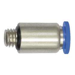 Rechte steekverbinding Blauwe serie - mini - rond - verschillende schroefdraden - buitendiameter slang 3 tot 6 mm - werkdruk -0,95 tot 10 bar - kunststof/vernikkeld messing - prijs per stuk