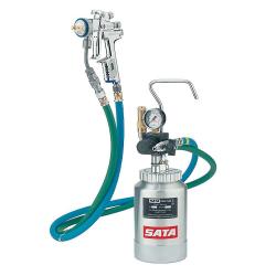 SATA mini set - mit SATAjet 3000 K HVLP Düse 1,2 Farbzulaufrohr, Materialfilter 60 msh, Schlauchpaar 1,5 m, Einfachdruckminderer - Farbdruckgefäße