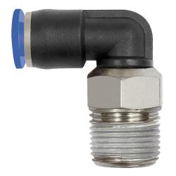 L-Steckverschraubung Blaue Serie mini - drehbar - AG R 1/8 - Schlauch-Au&szlig;en-&Oslash; 4 mm - Arbeitsdruck -0,95 bis 10 bar - Kunststoff/Messing vernickelt - Preis per St&uuml;ck