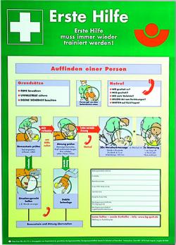 Instrucciones de primeros auxilios - forma de póster - plástico