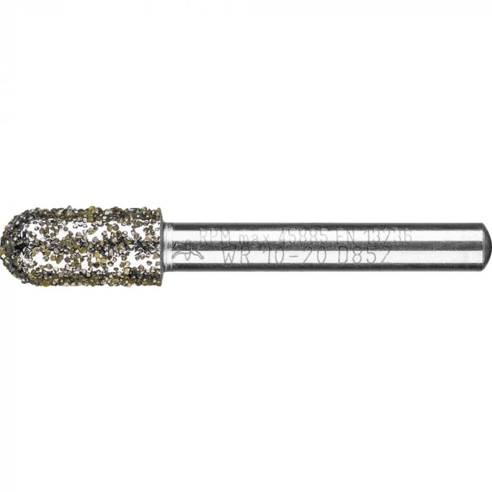 PFERD diamantslijpstift  voor grijs en sferoïdaal gietijzer - ronde rolvorm WR - korrelgrootte D 852 - buiten-ø 20 tot 30 mm - schacht-ø 6 en 8 mm