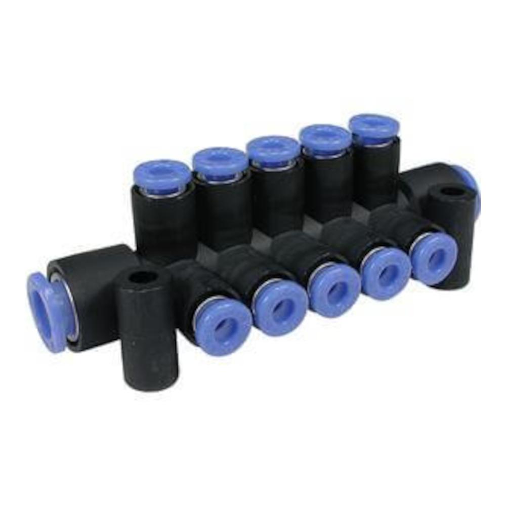 Steekverdelers KM11 - PBT/POM - Aansluiting A 4 tot 8 mm - Aansluiting B  8 tot 12 mm - 6- of 10-voudig - VE 5 stuks - Prijs per stuk