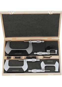 Micrómetros - Juego 0-100 mm - Contenido 4 piezas - Suministrados en estuche de madera - Precisión según DIN 863