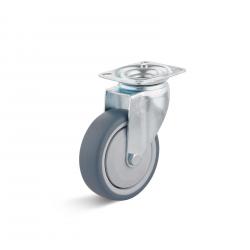 Roulette pivotante - roue en caoutchouc thermoplastique - Ø de la roue 80 à 100 mm - hauteur totale 111 à 185 mm - capacité de charge 80 à 100 kg