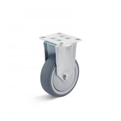 Roulette fixe à platine - roue en caoutchouc thermoplastique - Ø de la roue 80 à 150 mm - hauteur totale 111 à 185 mm - capacité de charge 80 à 100 kg