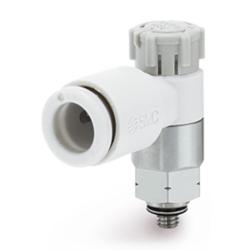 Válvula de retención con estrangulador AS201F-X790 - Latón/PBT - máx. 10 bar - diámetro exterior de la manguera 2 o 4 mm - Rosca M3 - Precio por unidad