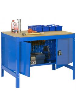 Workbench BT-3 Locker - høyde 1440 x dybde 600 mm - Kapasitet 600 kg - med verktøyskap og Pegboard