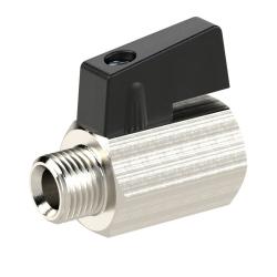 Mini-Kugelhahn - Messing vernickelt - glatte Oberfl&auml;che - mit Drehgriff - IG/AG - G 1/8 bis 3/4 - DN 8 bis 13,5 - PN max. 10 bar - Preis per St&uuml;ck