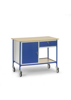 Rolltisch - mit 1 Stahlschrank und 1 ausziehbaren Schublade
