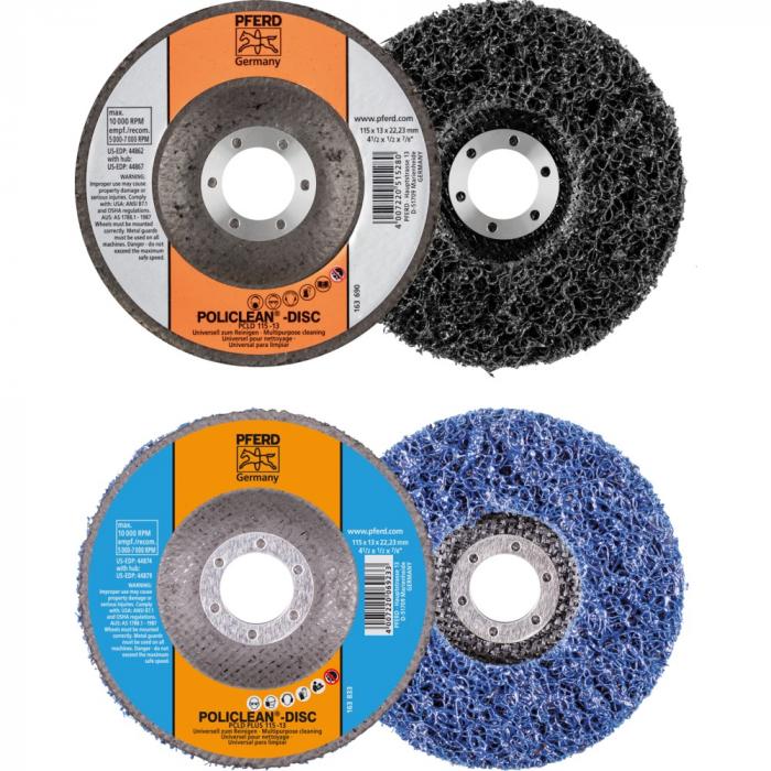 PFERD POLICLEAN-PLUS-Disc PCLD PLUS - Corundum A - Utenfor-ø 100 til 125 mm - Bredde 13 mm - Boring-ø - 16 og 22,23 mm - PU 5 stk - Pris per PU