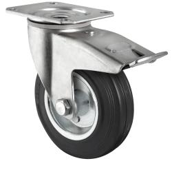 CASCOO Lenkrolle mit Totalfeststeller - Serie SWS4 - elektrisch leitf&auml;hig - Vollgummi-Rad - Rad-&Oslash; 100 bis 200 mm - Bauh&ouml;he 125 bis 235 mm - Tragkraft 50 bis 140 kg - Preis per St&uuml;ck