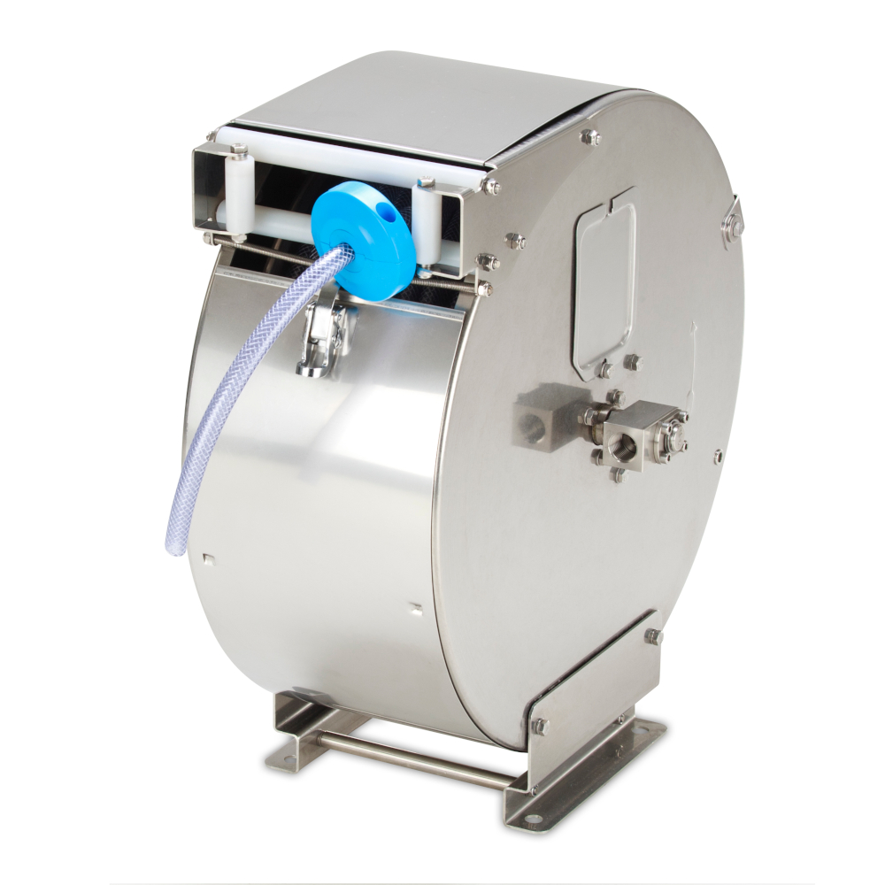 Enrollador de manguera PST20/12 - retorno automático por muelle - acero o acero inoxidable - DN 12 mm (1/2") - máx. 17 m de manguera