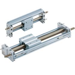 SMC zuigerloze cilinder CY1S - slede-uitvoering met glijlager - luchtaansluiting aan beide zijden - magnetische koppeling - met schokdemper