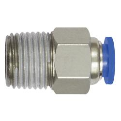 Rechte steekkoppeling Blauwe serie - mini - R 1/8 AG - Buiten-&Oslash; slang 6 mm - Werkdruk -0,95 tot 10 bar - Kunststof/vernikkeld messing - Prijs per stuk