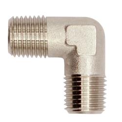 Angle fitting &ndash; nickel-plated brass &ndash; R external thread &ndash; SW 10 to 30 &ndash; PN max. 60 bar &ndash; price per piece