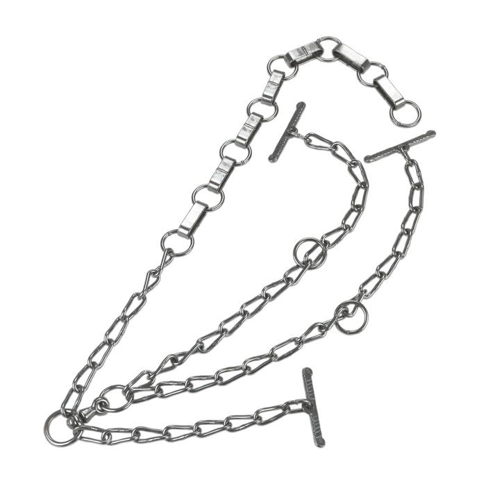 Cadena de vaca - galvanizada - doble - grosor de eslabón de 6 a 7 mm - perímetro del cuello de 70 a 120 cm - con eslabones planos